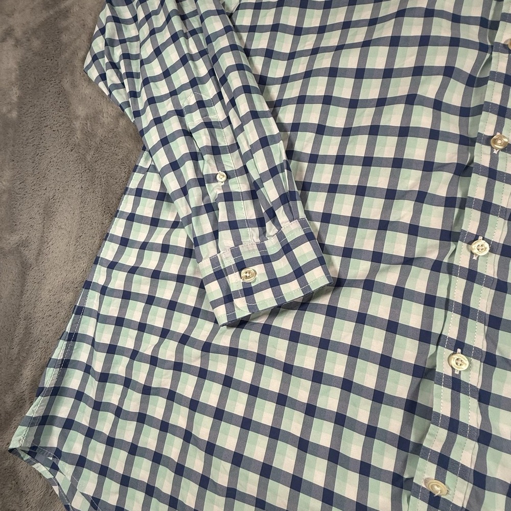 Vineyard Vines Slim Fit Tucker Shirt Mens Size 2XL Blue Check Nylon Long Sleeve - Picture 6 of 16